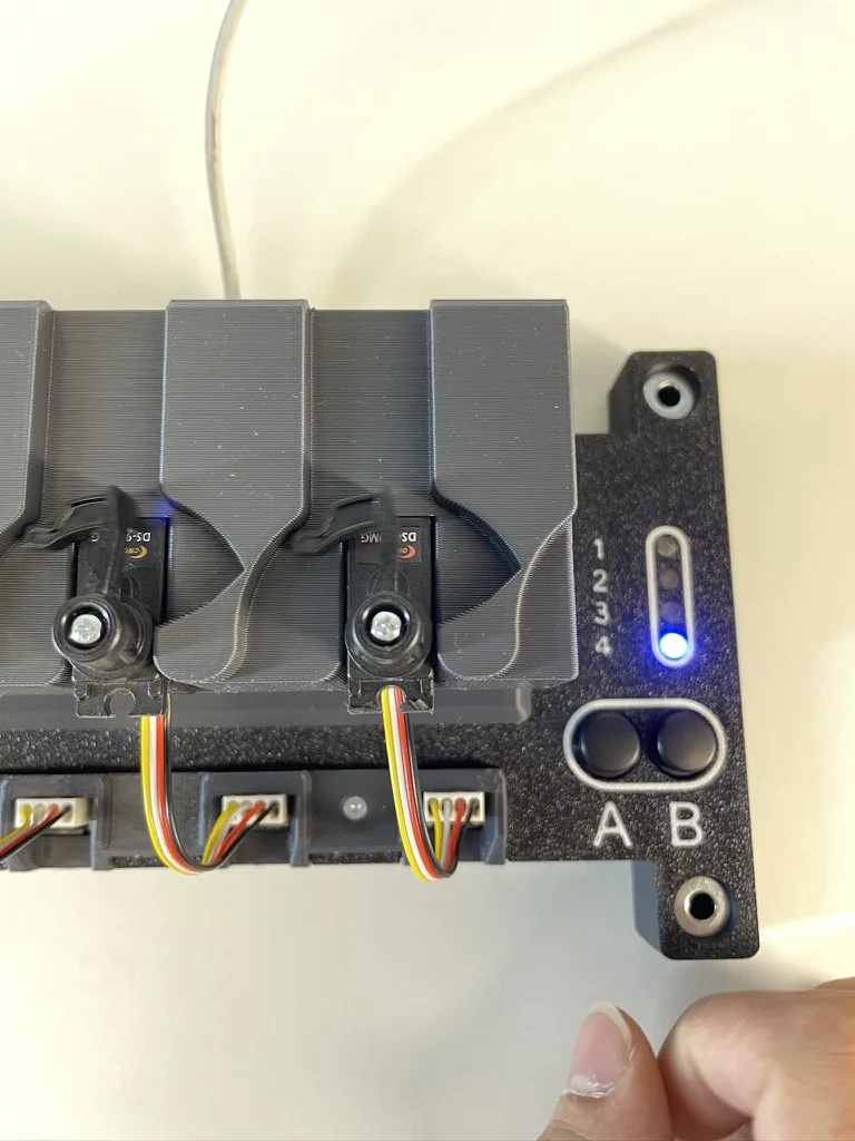 Detail of the finished jig's control panel.